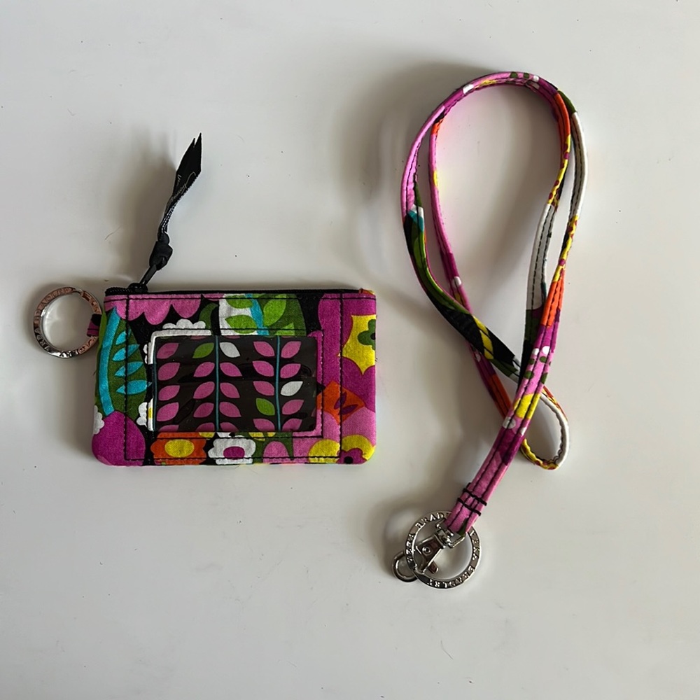 Vera Bradley Small Wallet + Lanyard in Va Va Bloom